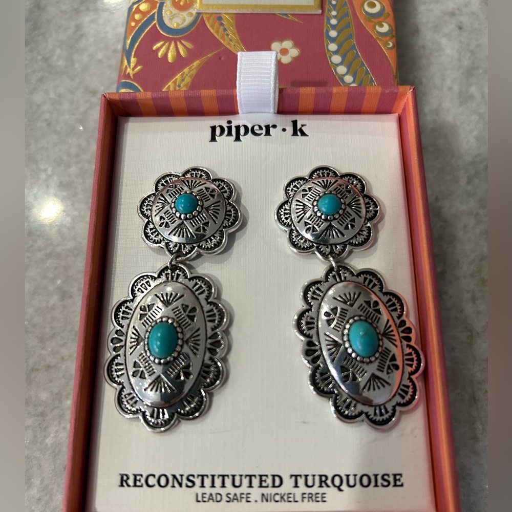 Piper K Silver and Turquoise Earrings